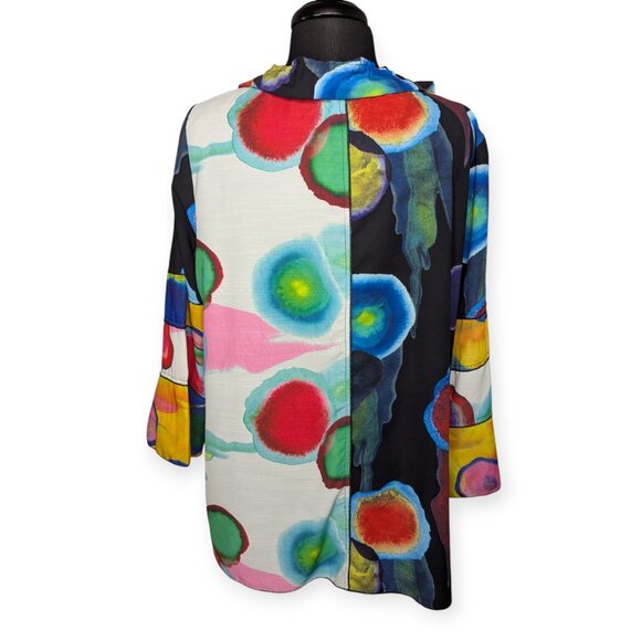 Dana White Coats Vibrant Abstract Button-Up Long Sleeve Blouse Size Large - Picture 7 of 13